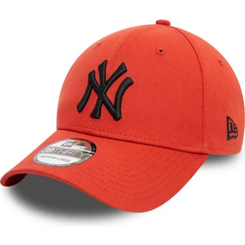 Justerbar orange böjd keps med svart logotyp 39THIRTY League Essential från New York Yankees MLB av New Era