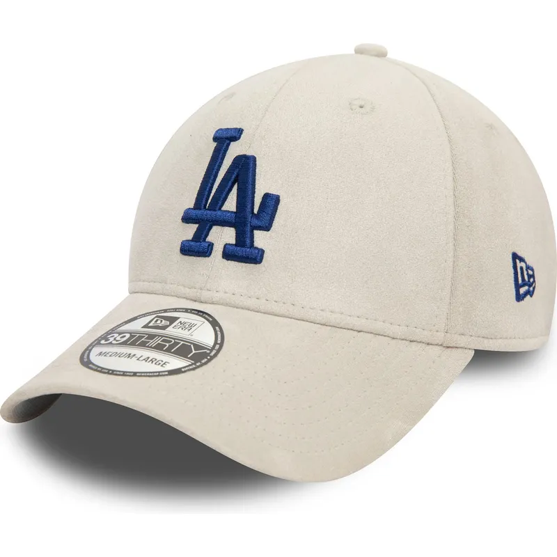 beige-bojd-keps-med-bla-logotyp-39thirty-faux-suede-los-angeles-dodgers-mlb-fran-new-era