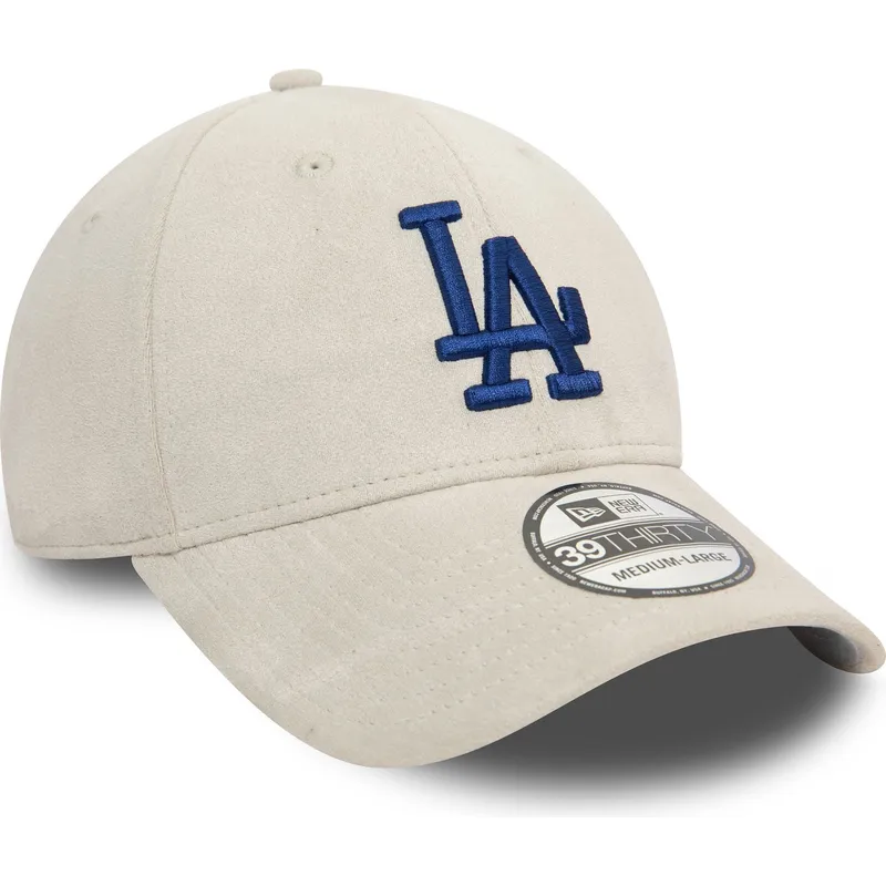 beige-bojd-keps-med-bla-logotyp-39thirty-faux-suede-los-angeles-dodgers-mlb-fran-new-era