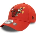 chicago-bulls-nba-new-era-9forty-justerbar-orange-kurvkeps-med-blomikon