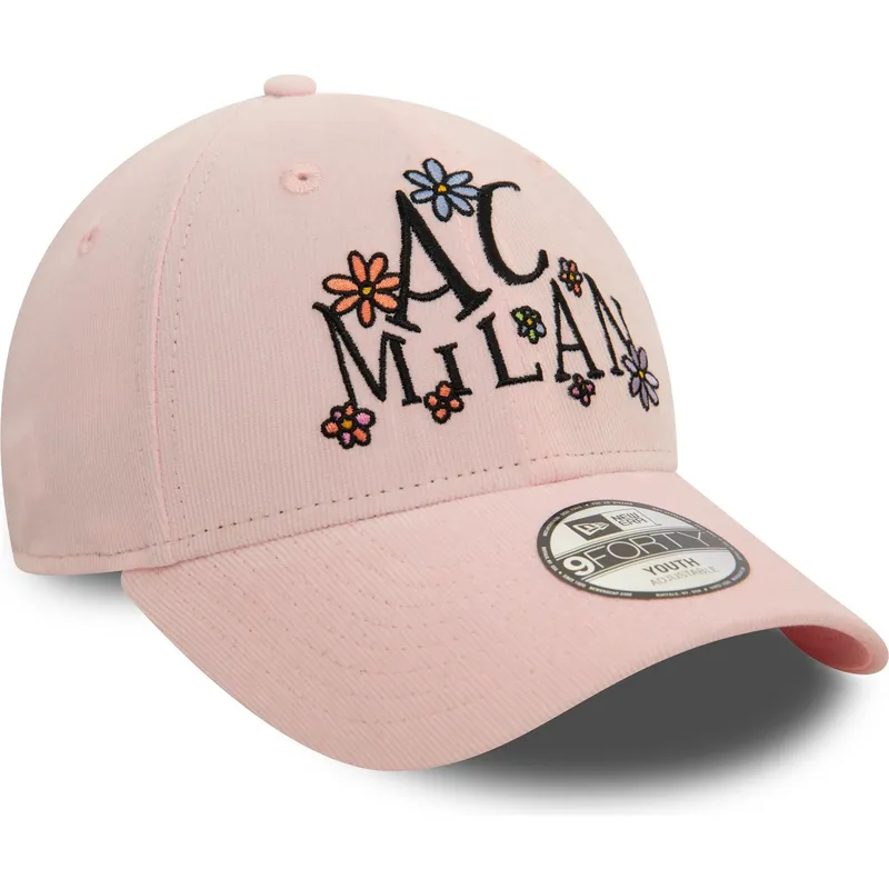 ac-milan-serie-a-9forty-needle-cord-justerbar-rosa-bojd-keps-for-barn-fran-new-era