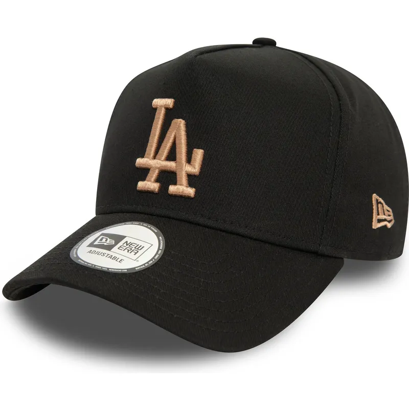 svart-bojd-snapback-keps-med-beige-logotyp-9forty-e-frame-league-essential-los-angeles-dodgers-mlb-fran-new-era