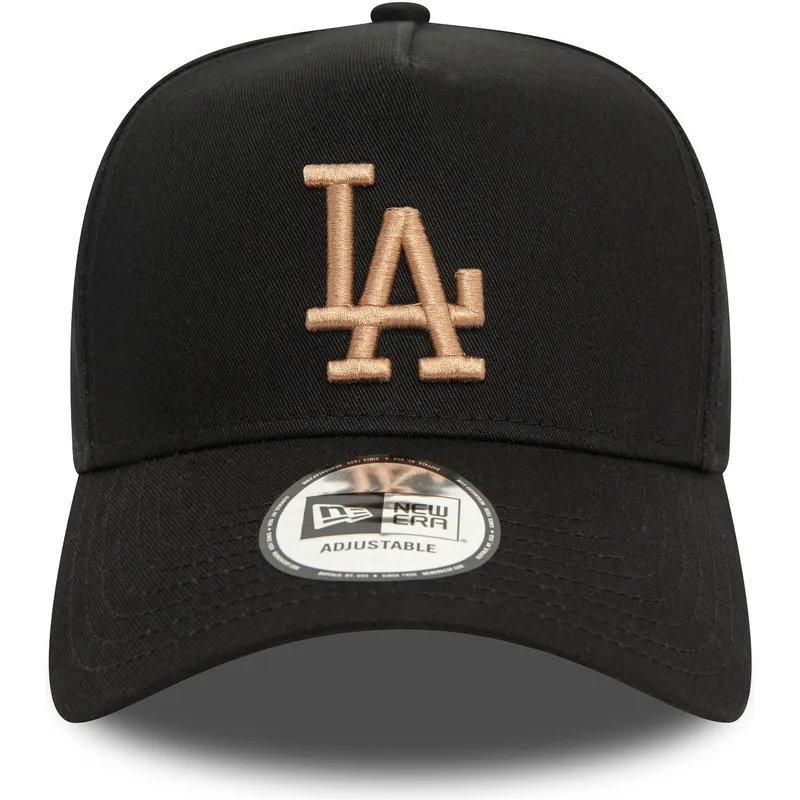 svart-bojd-snapback-keps-med-beige-logotyp-9forty-e-frame-league-essential-los-angeles-dodgers-mlb-fran-new-era