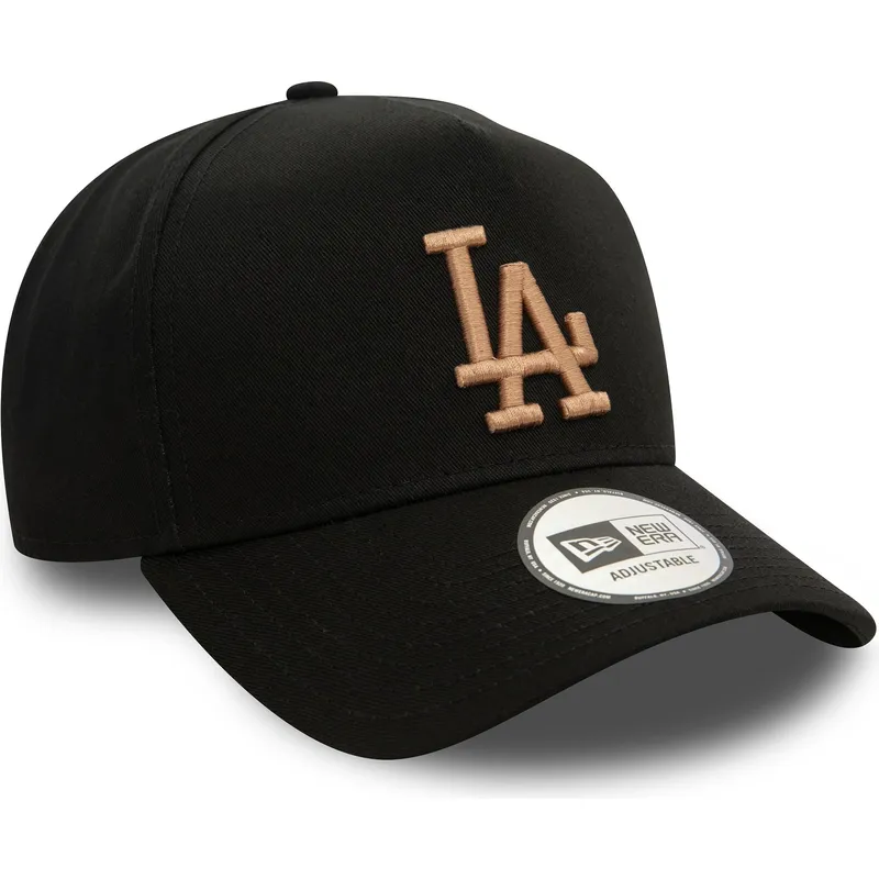 svart-bojd-snapback-keps-med-beige-logotyp-9forty-e-frame-league-essential-los-angeles-dodgers-mlb-fran-new-era