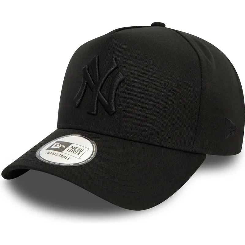 new-york-yankees-mlb-9forty-e-frame-monochrome-svart-snapback-keps-med-bojd-skarm-och-svart-logotyp-fran-new-era