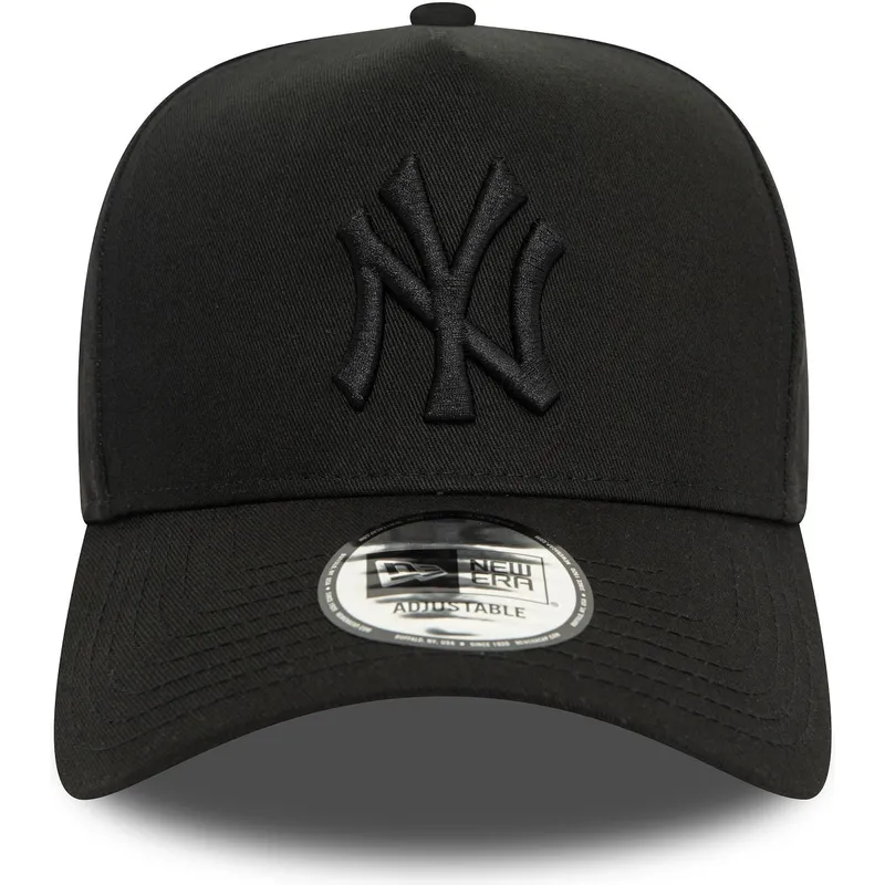 new-york-yankees-mlb-9forty-e-frame-monochrome-svart-snapback-keps-med-bojd-skarm-och-svart-logotyp-fran-new-era