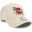 gorra-trucker-beige-para-mujer-9forty-e-frame-flower-bird-de-new-era