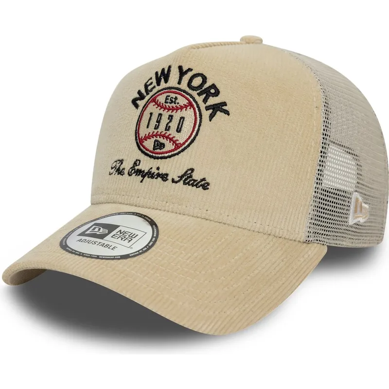 beige-9forty-a-frame-cord-graphic-truckerkeps-new-york-states-and-countries-fran-new-era