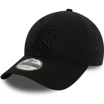 Justerbar svart böjd keps med svart logotyp 9TWENTY Washed från New York Yankees MLB av New Era