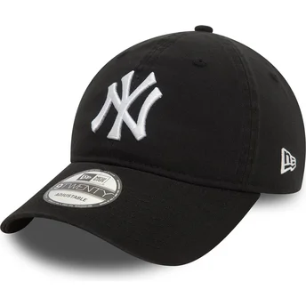 Justerbar svart kurvad 9TWENTY Washed keps från New York Yankees MLB av New Era