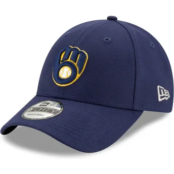 Justerbar mörkblå böjd keps 9FORTY The League Milwaukee Brewers MLB från New Era