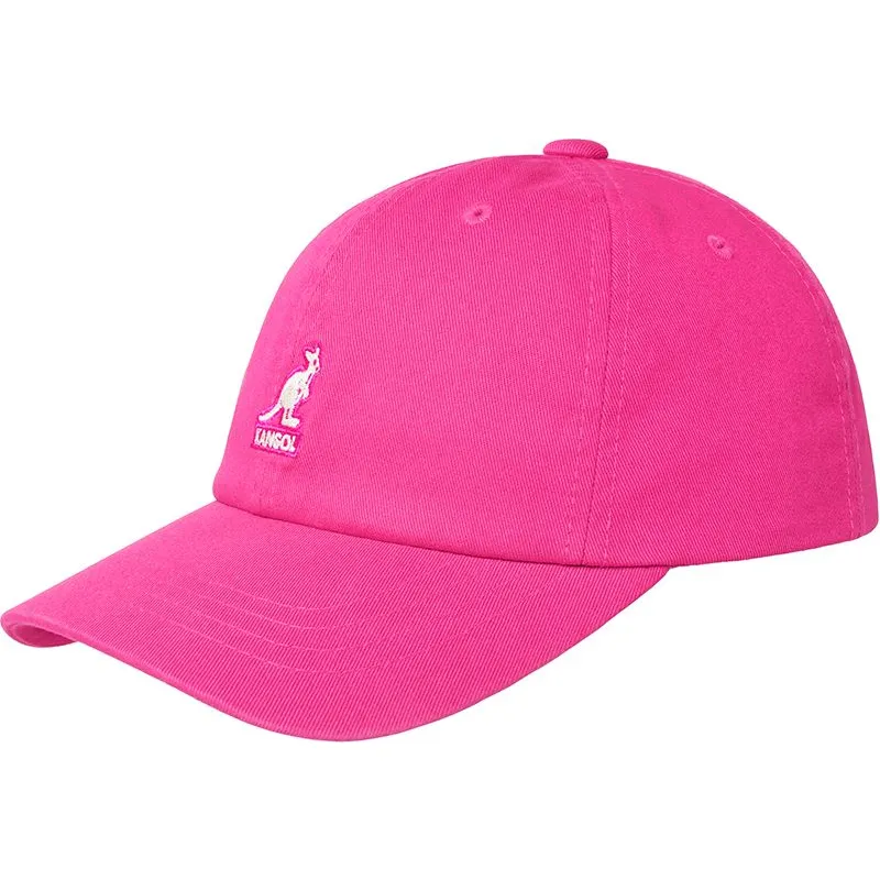 kangol-justerbar-tvattad-baseballkeps-med-bojd-skarm-i-elektrisk-rosa