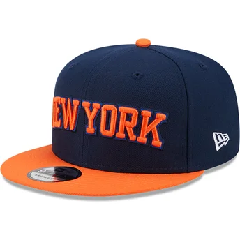 Marinblå och orange 9FIFTY Statement snapback keps från New York Knicks NBA av New Era