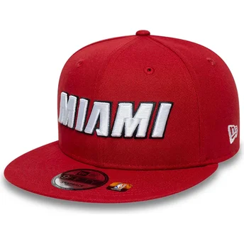 Röd platt snapback-keps 9FIFTY Statement från Miami Heat NBA av New Era