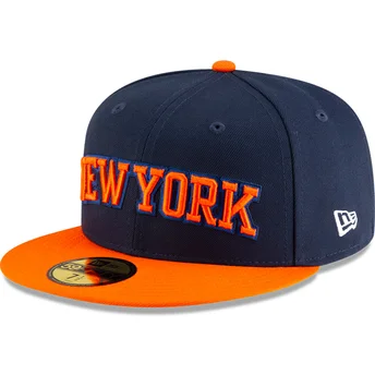 New Era 59FIFTY Statement justerbar marinblå och orange flat keps från New York Knicks NBA