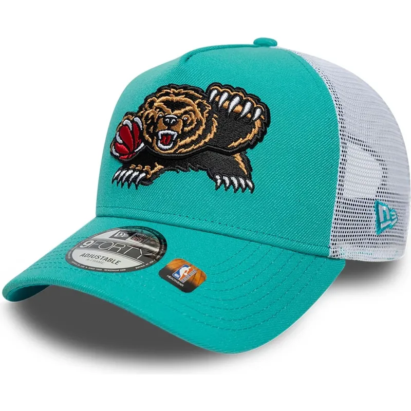 gron-och-vit-trucker-keps-a-frame-classic-fran-memphis-grizzlies-nba-av-new-era