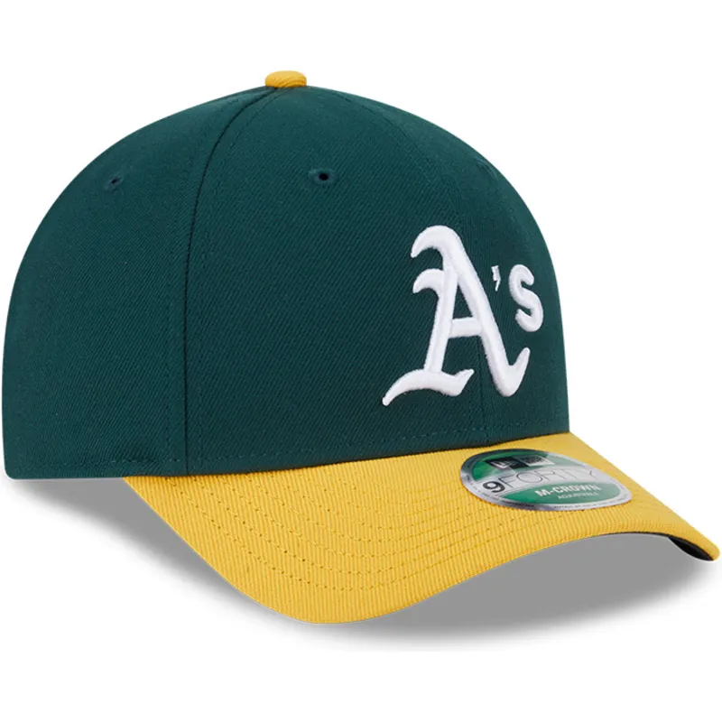 gron-och-gul-kurvad-keps-snapback-9forty-m-crown-player-replica-fran-oakland-athletics-mlb-av-new-era