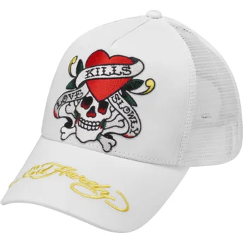 Vit trucker-keps Love Kills Slowly från Ed Hardy