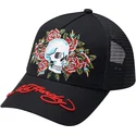 svart-trucker-keps-skull-rose-fran-ed-hardy
