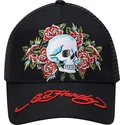 svart-trucker-keps-skull-rose-fran-ed-hardy