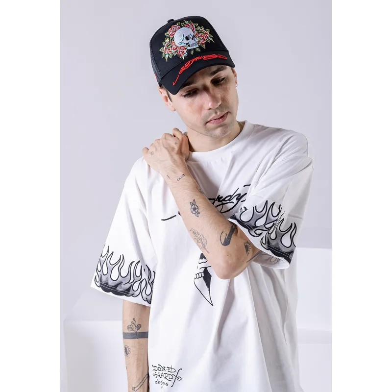svart-trucker-keps-skull-rose-fran-ed-hardy