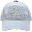 gorra-curva-azul-ajustable-denim-embossed-skull-de-ed-hardy