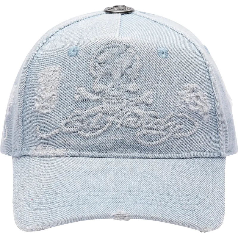 bojd-justerbar-bla-keps-denim-embossed-skull-fran-ed-hardy