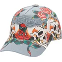 justerbar-bla-kurvad-keps-skull-rose-denim-fran-ed-hardy