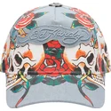 justerbar-bla-kurvad-keps-skull-rose-denim-fran-ed-hardy