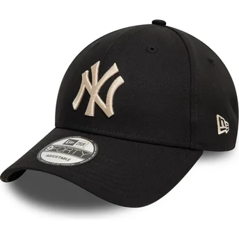 Svart justerbar böjd keps med beige logo 9FORTY League Essential från New York Yankees MLB av New Era