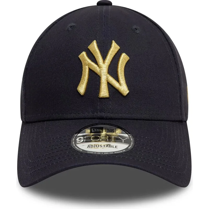 new-era-new-york-yankees-mlb-9forty-metallic-justerbar-marinbla-bojd-keps-med-guldfargad-logotyp