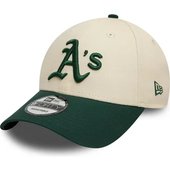 Justerbar beige och grön 9FORTY Colour Block keps från Oakland Athletics MLB av New Era