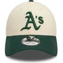 justerbar-9forty-colour-block-keps-i-beige-och-gront-med-bojd-skarm-fran-oakland-athletics-mlb-av-new-era