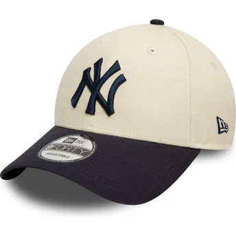 Justerbar beige och marinblå 9FORTY Colour Block keps från New York Yankees MLB av New Era