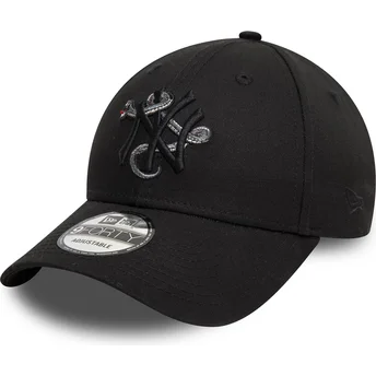 Justerbar svart böjd keps med svart logo 9FORTY Icon från New York Yankees MLB Snake av New Era