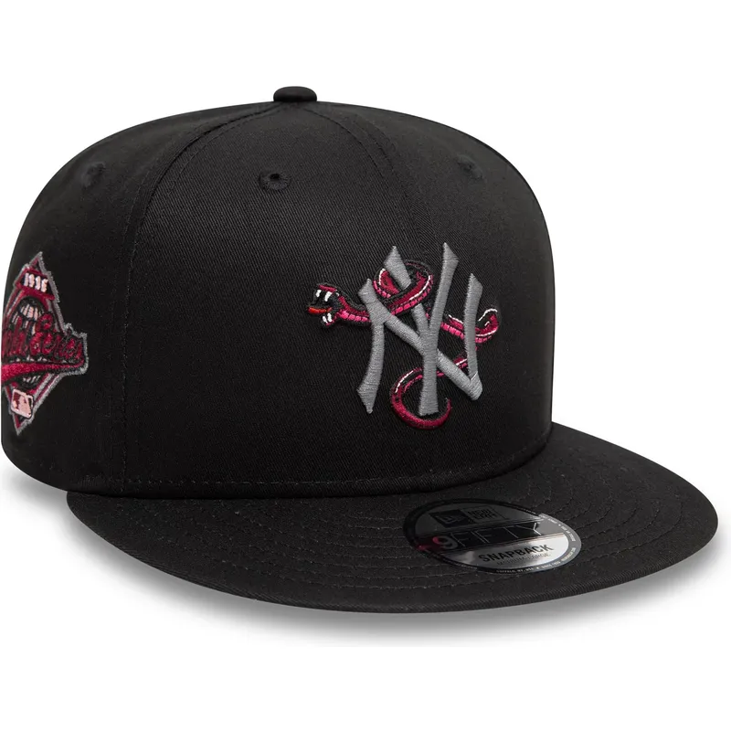 svart-platt-snapback-keps-med-gra-logotyp-9fifty-icon-fran-new-york-yankees-mlb-snake-av-new-era