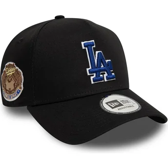 Svart böjd snapback-keps med blått logo, 9FORTY A Frame World Series Patch från Los Angeles Dodgers MLB av New Era