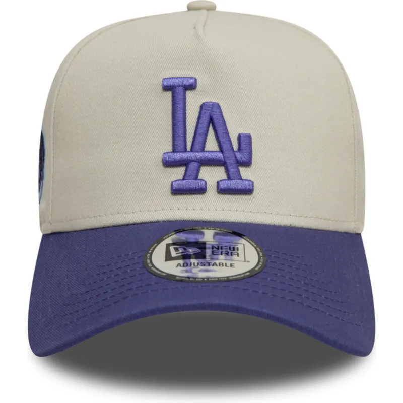 bojd-keps-beige-och-violett-snapback-med-violett-logotyp-9forty-a-frame-world-series-patch-fran-los-angeles-dodgers-mlb-av-new-e
