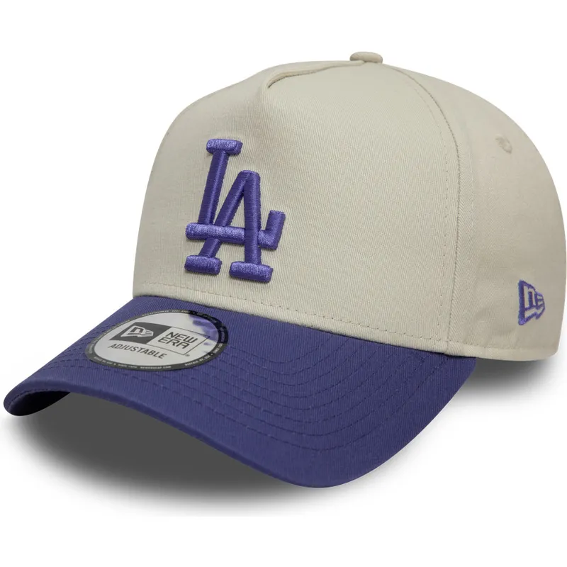 bojd-keps-beige-och-violett-snapback-med-violett-logotyp-9forty-a-frame-world-series-patch-fran-los-angeles-dodgers-mlb-av-new-e