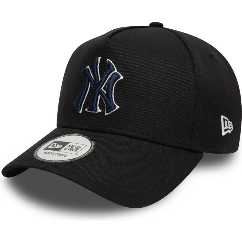 svart-kurvad-snapback-keps-med-marinbla-logotyp-9forty-a-frame-world-series-patch-fran-new-york-yankees-mlb-av-new-era