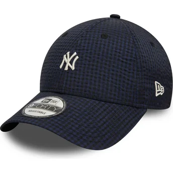 Justerbar marinblå 9FORTY Seersucker-keps med böjd skärm från New York Yankees MLB av New Era