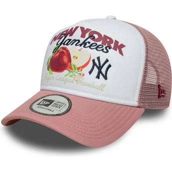 Vit och rosa 9FORTY A Frame Fruit Graphic truckerkeps från New York Yankees MLB av New Era