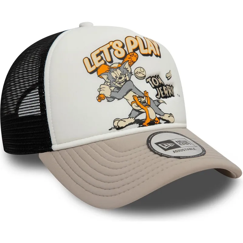 vit-beige-och-svart-trucker-keps-9forty-a-frame-tom-och-jerry-looney-tunes-fran-new-era