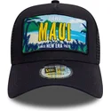 morkbla-trucker-keps-9forty-a-frame-license-plate-fran-maui-stader-och-strander-fran-new-era