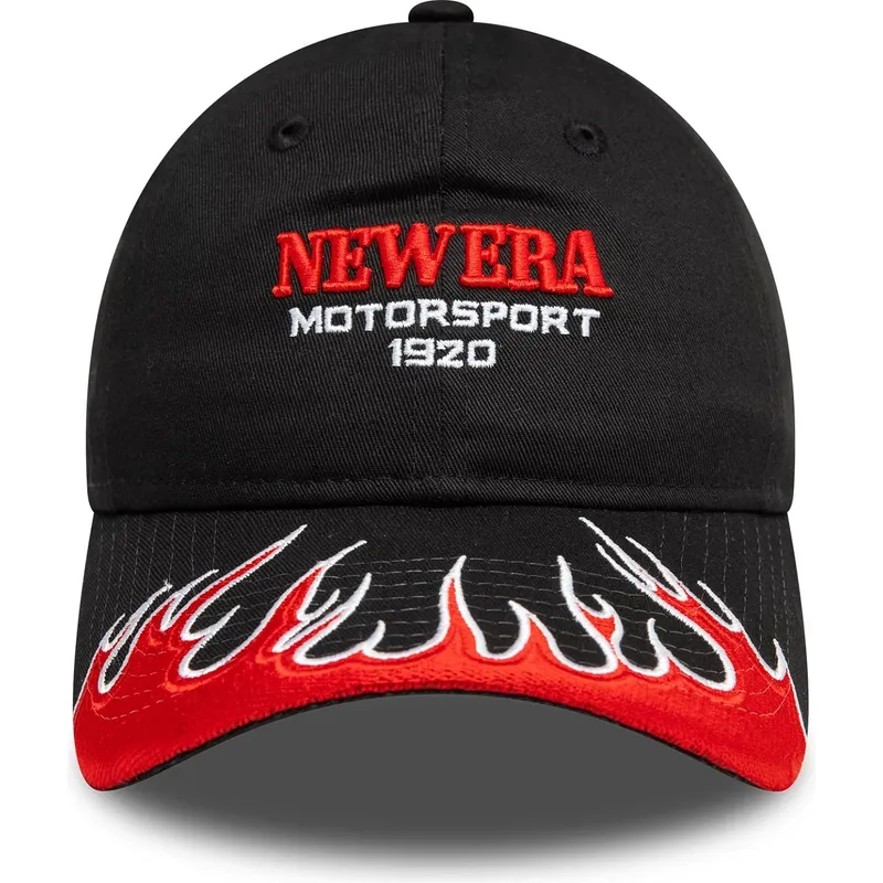 svart-bojd-justerbar-keps-for-dam-9twenty-flame-visor-fran-new-era