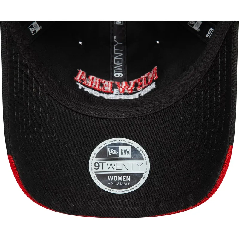 svart-bojd-justerbar-keps-for-dam-9twenty-flame-visor-fran-new-era