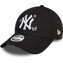 svart-justerbar-kurvad-keps-for-dam-9twenty-icon-butterflies-fran-new-york-yankees-mlb-av-new-era