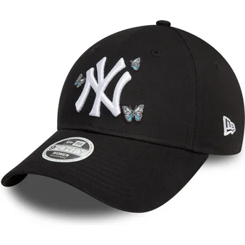 Justerbar svart böjd keps för kvinnor 9TWENTY Icon Butterflies av New York Yankees MLB från New Era