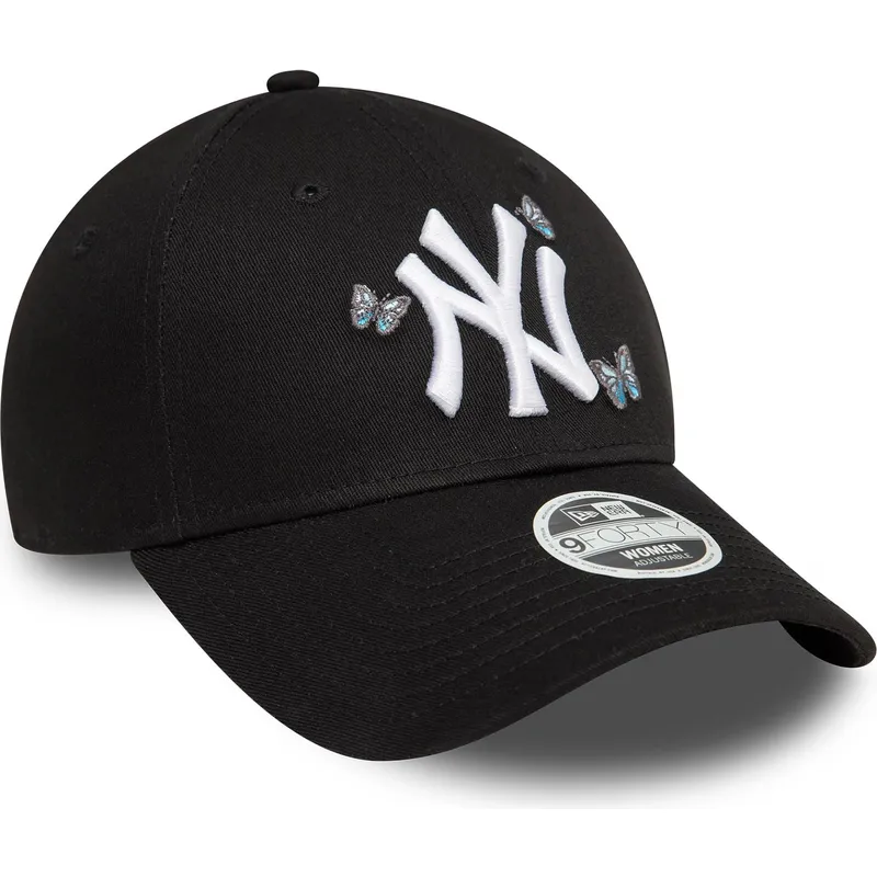 svart-justerbar-kurvad-keps-for-dam-9twenty-icon-butterflies-fran-new-york-yankees-mlb-av-new-era