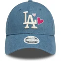 bla-justerbar-bojd-keps-for-kvinnor-9forty-denim-icon-heart-los-angeles-dodgers-mlb-fran-new-era